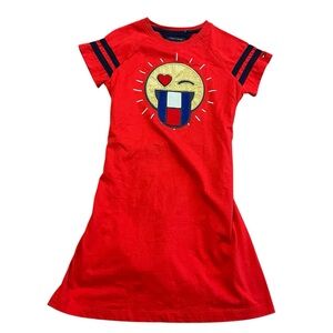 Tommy Hilfiger Red Dress with Emoji Design Size 12 Y2K 2000s Americana